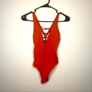 Strappy, Coral One Piece Swimsuit
